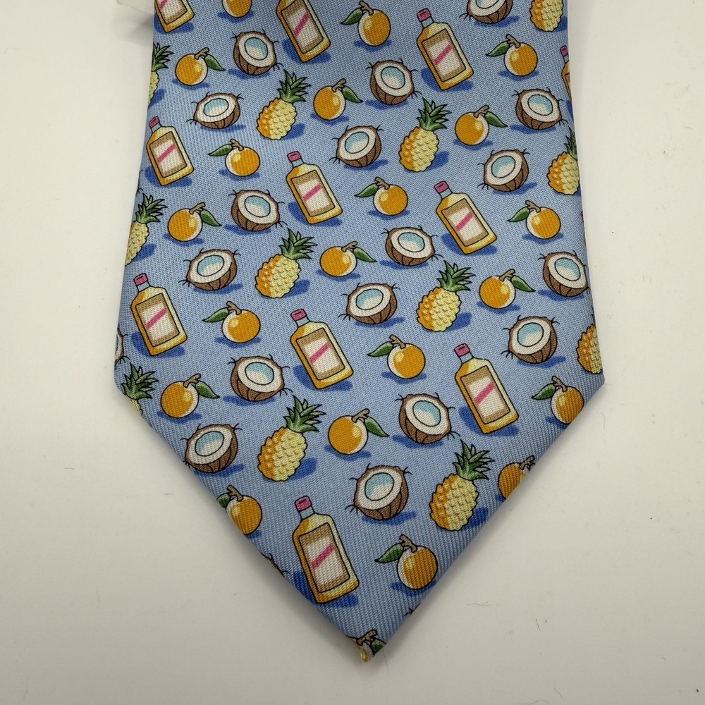 NWT VINEYARD VINES TROPICAL FRUIT PINEAPPLE ORANGE RUM 100% SILK NECKTIE